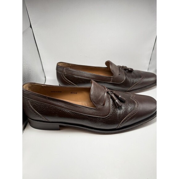 Mezlan Men's Slide-On Brown Leather Loafers with Tassle Size 13 M 2390 454 - Picture 2 of 6